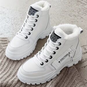 Women's White Fashion High-Top Sneakers